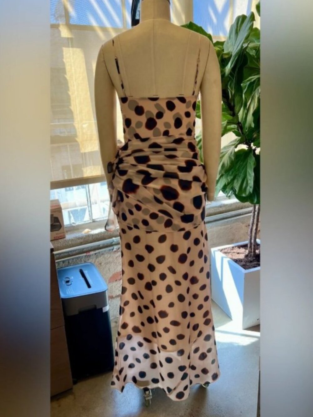 Printed Slip Maxi Dress in Cream and Brown Rat & Boa inspired style - Picture 5 of 6
